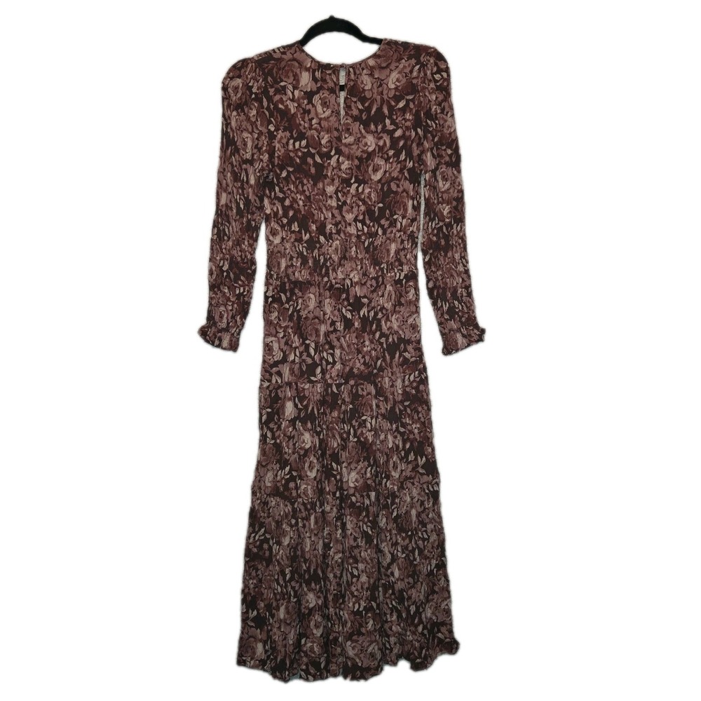 BOHME Floral Long Sleeve Maxi Dress Size Small Roses Smocked Flowy Boho Chic - Picture 12 of 12